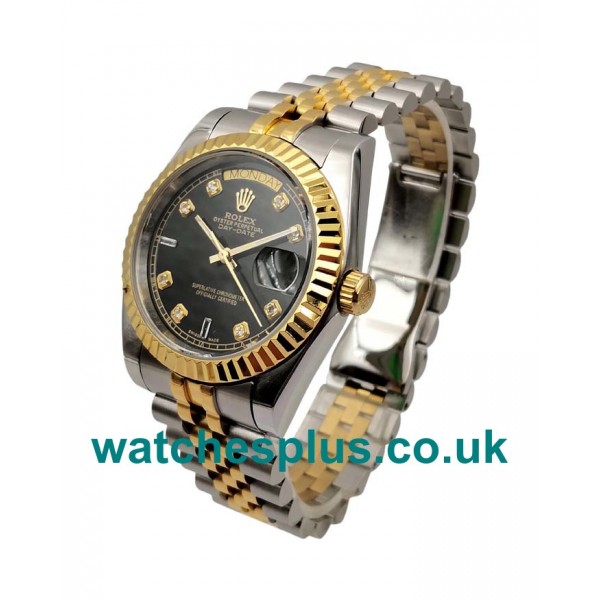 High Quality 36 MM Rolex Day-Date 118238 Replica Watches With Black Dials For Sale