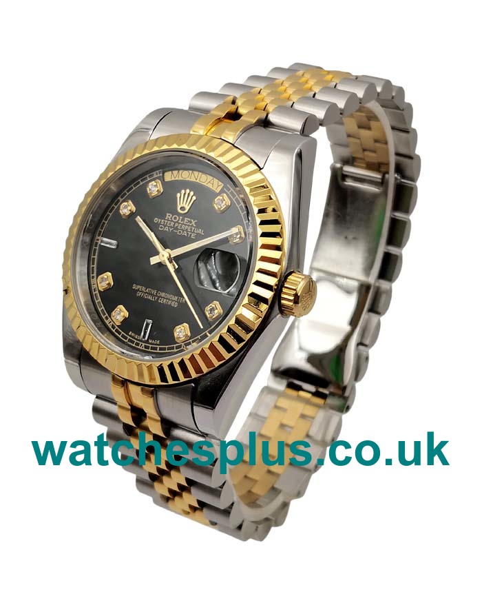 High Quality 36 MM Rolex Day-Date 118238 Replica Watches With Black Dials For Sale