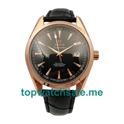 UK 40 MM Swiss Fake Omega Seamaster Aqua Terra 231.53.42.21.06.002 With Black Dials Rose Gold Cases Online