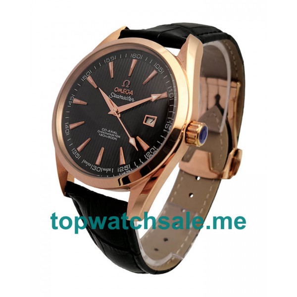 UK 40 MM Swiss Fake Omega Seamaster Aqua Terra 231.53.42.21.06.002 With Black Dials Rose Gold Cases Online