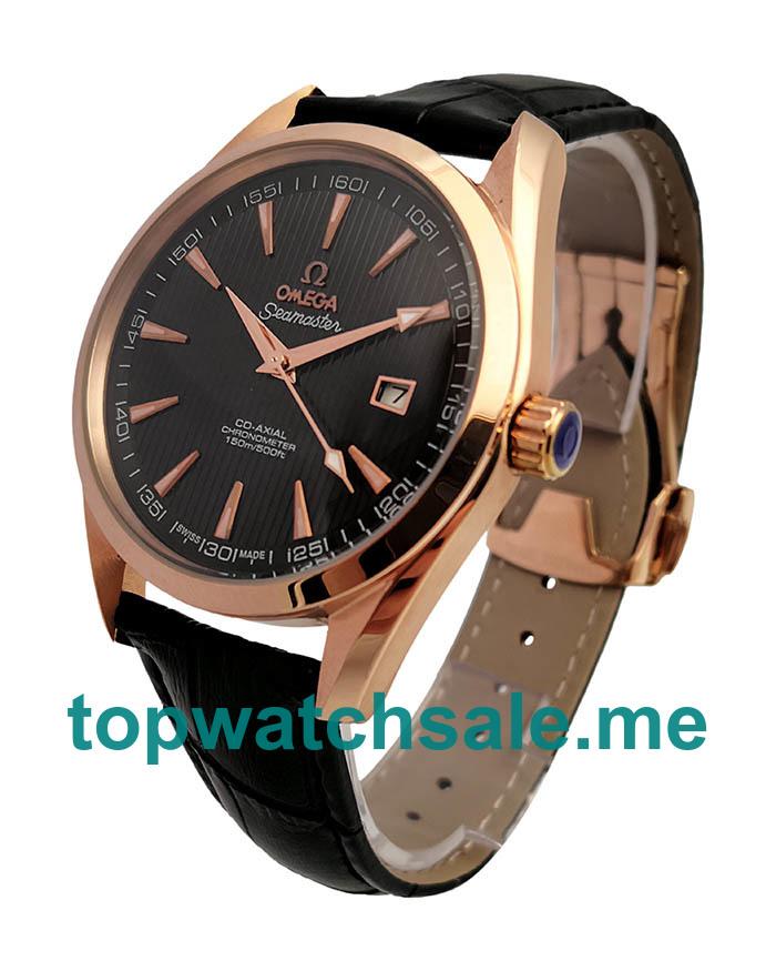 UK 40 MM Swiss Fake Omega Seamaster Aqua Terra 231.53.42.21.06.002 With Black Dials Rose Gold Cases Online