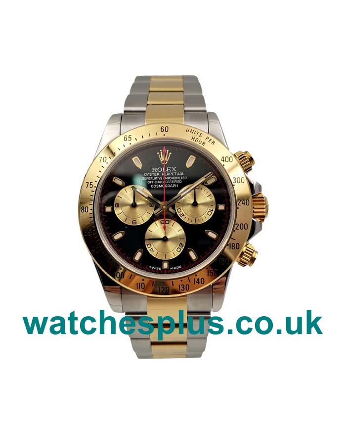 UK Luxury Replica Rolex Cosmograph Daytona 116503 JF Stainless Steel & Yellow Gold Black & Champagne Dial Swiss Valjoux  7750