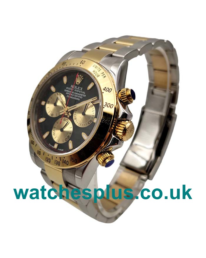 UK Luxury Replica Rolex Cosmograph Daytona 116503 JF Stainless Steel & Yellow Gold Black & Champagne Dial Swiss Valjoux  7750