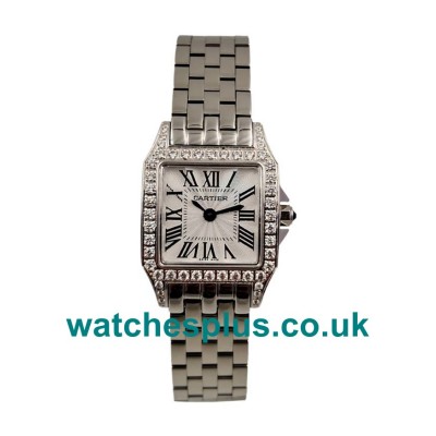 UK Swiss Made Fake Cartier Santos WF9005Y8 With White Dials For Women