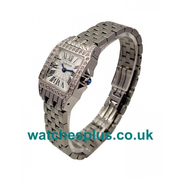 UK Swiss Made Fake Cartier Santos WF9005Y8 With White Dials For Women