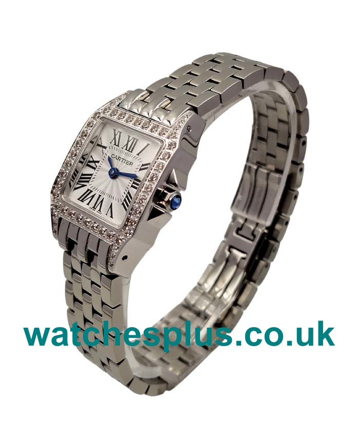 UK Swiss Made Fake Cartier Santos WF9005Y8 With White Dials For Women