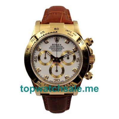 UK Swiss Made Replica Rolex Cosmograph Daytona 116508 JH Yellow Gold White Dial Swiss Valjoux 7750 Movement