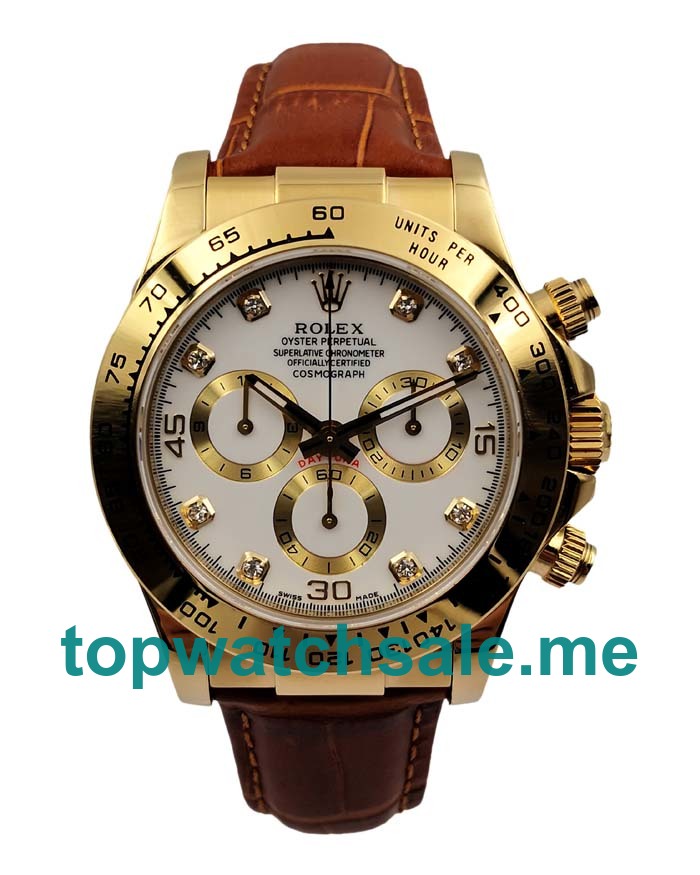 UK Swiss Made Replica Rolex Cosmograph Daytona 116508 JH Yellow Gold White Dial Swiss Valjoux 7750 Movement