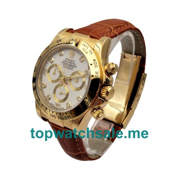 UK Swiss Made Replica Rolex Cosmograph Daytona 116508 JH Yellow Gold White Dial Swiss Valjoux 7750 Movement