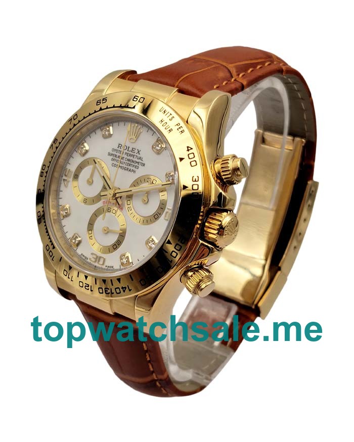 UK Swiss Made Replica Rolex Cosmograph Daytona 116508 JH Yellow Gold White Dial Swiss Valjoux 7750 Movement