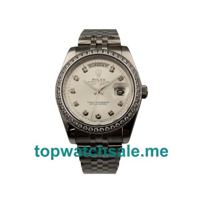 36 MM Best Quality Rolex Day-Date 18239 Replica Watches With White Dials For Sale