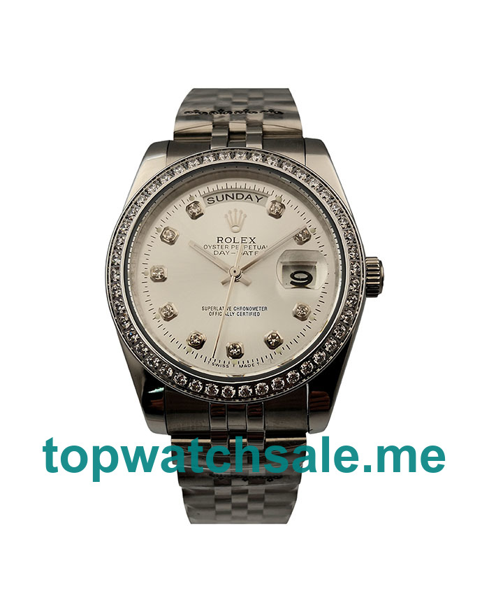 36 MM Best Quality Rolex Day-Date 18239 Replica Watches With White Dials For Sale