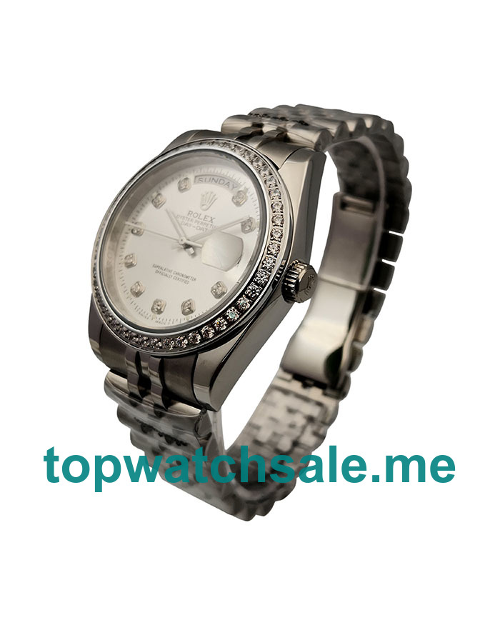 36 MM Best Quality Rolex Day-Date 18239 Replica Watches With White Dials For Sale