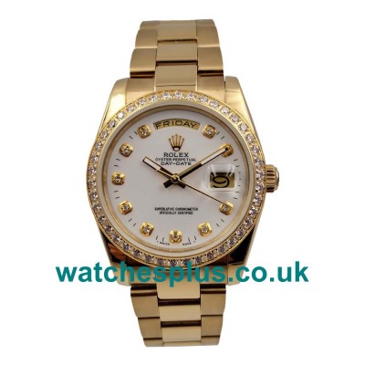 UK Perfect 1:1 Rolex Day-Date 18048 Replica Watches With White Dials For Sale