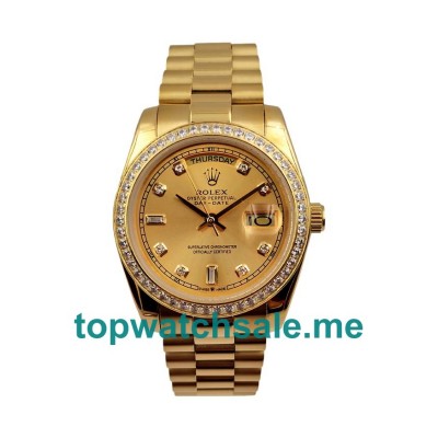 UK AAA Quality Rolex Day-Date 128348 Replica Watches With Champagne Dials For Sale