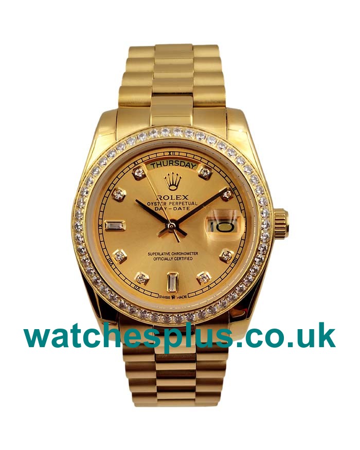 UK AAA Quality Rolex Day-Date 128348 Replica Watches With Champagne Dials For Sale