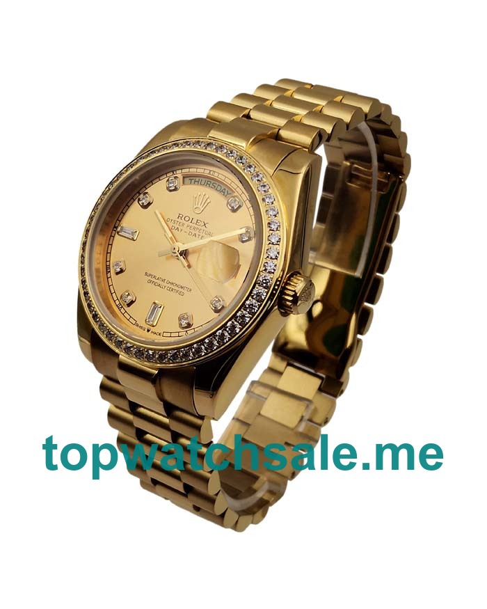 UK AAA Quality Rolex Day-Date 128348 Replica Watches With Champagne Dials For Sale