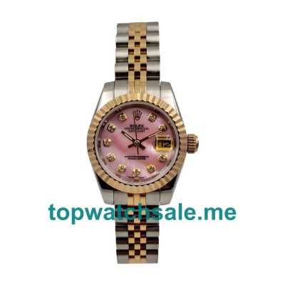 Best Quality Rolex Lady-Datejust 179173 Replica Watches With Pink Dials For Sale