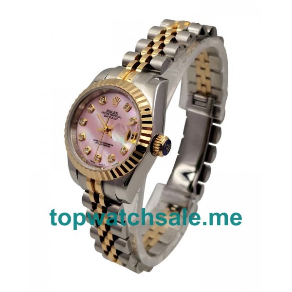 Best Quality Rolex Lady-Datejust 179173 Replica Watches With Pink Dials For Sale