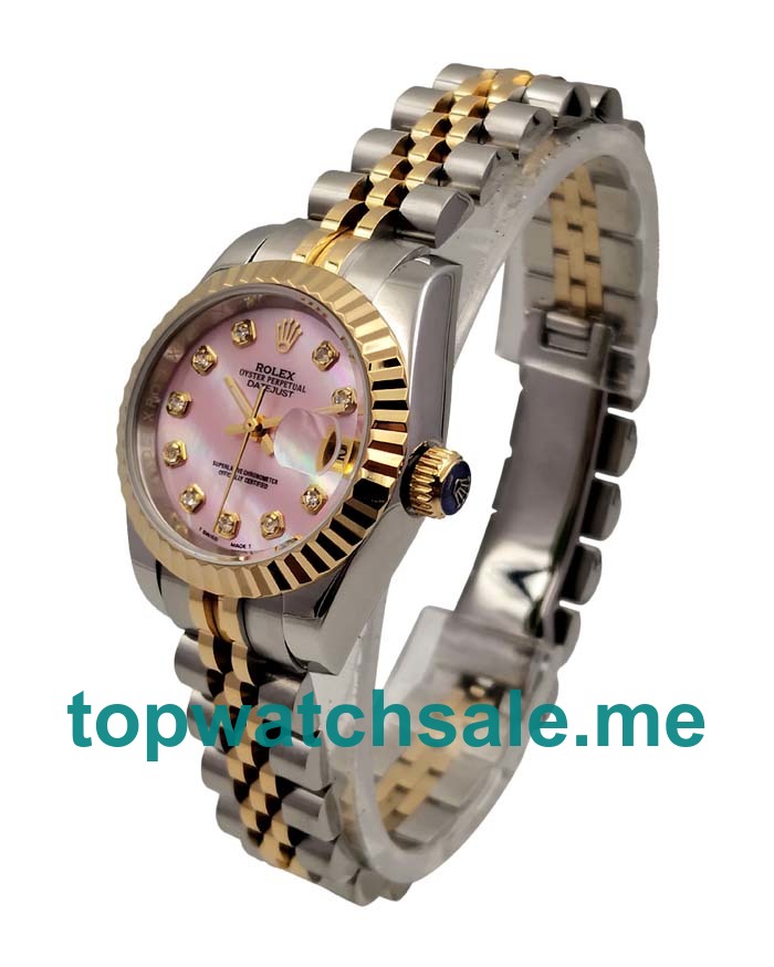 Best Quality Rolex Lady-Datejust 179173 Replica Watches With Pink Dials For Sale