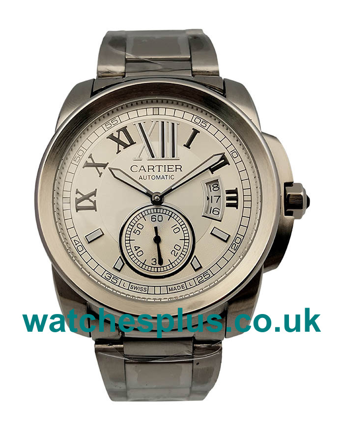 UK Swiss Made Replica Calibre De Cartier W7100015 With Silver Dials And Steel Cases For Men