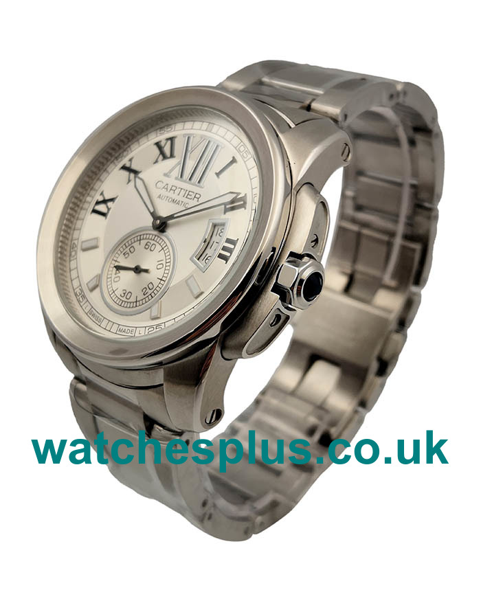 UK Swiss Made Replica Calibre De Cartier W7100015 With Silver Dials And Steel Cases For Men