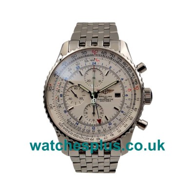 UK AAA Quality White Dials Breitling Navitimer World A24322 Replica Watches With Steel Cases For Men