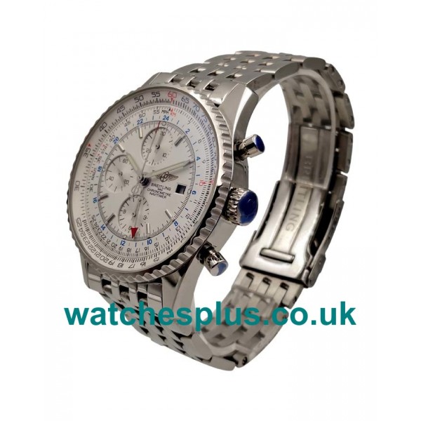 UK AAA Quality White Dials Breitling Navitimer World A24322 Replica Watches With Steel Cases For Men