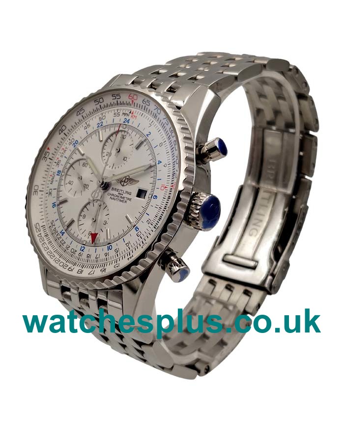 UK AAA Quality White Dials Breitling Navitimer World A24322 Replica Watches With Steel Cases For Men