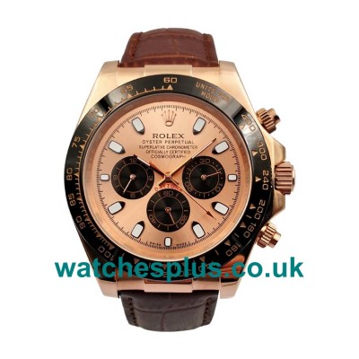 UK Swiss Luxury Rolex Daytona 116515 LN Replica Watches With Pink Dials And Rose Gold Cases For Sale