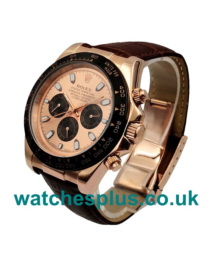 UK Swiss Luxury Rolex Daytona 116515 LN Replica Watches With Pink Dials And Rose Gold Cases For Sale