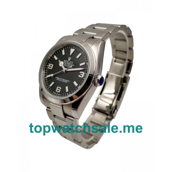 UK Best Quality Rolex Explorer 114270 Replica Watches With Black Dials For Men