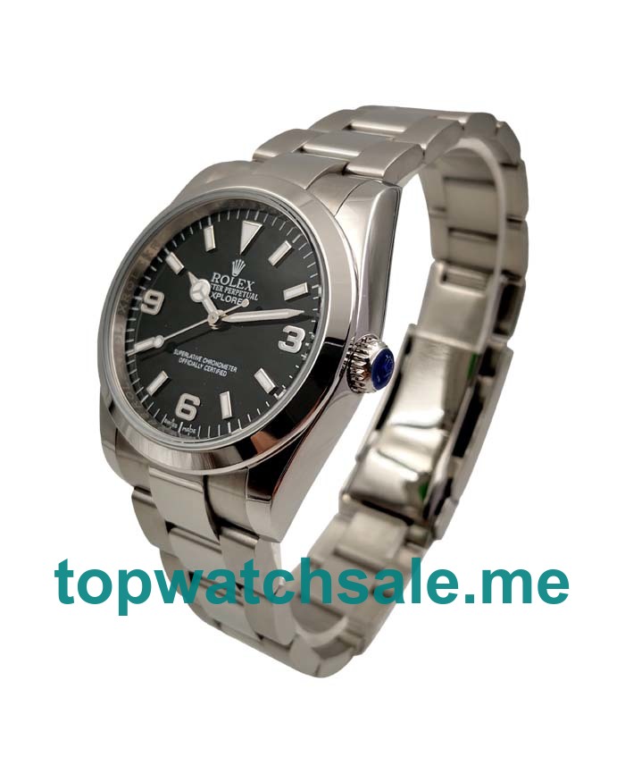 UK Best Quality Rolex Explorer 114270 Replica Watches With Black Dials For Men