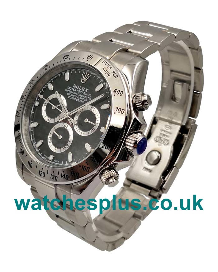 UK Best 1:1 Rolex Daytona 116520 Replica Watches With Black Dials For Sale