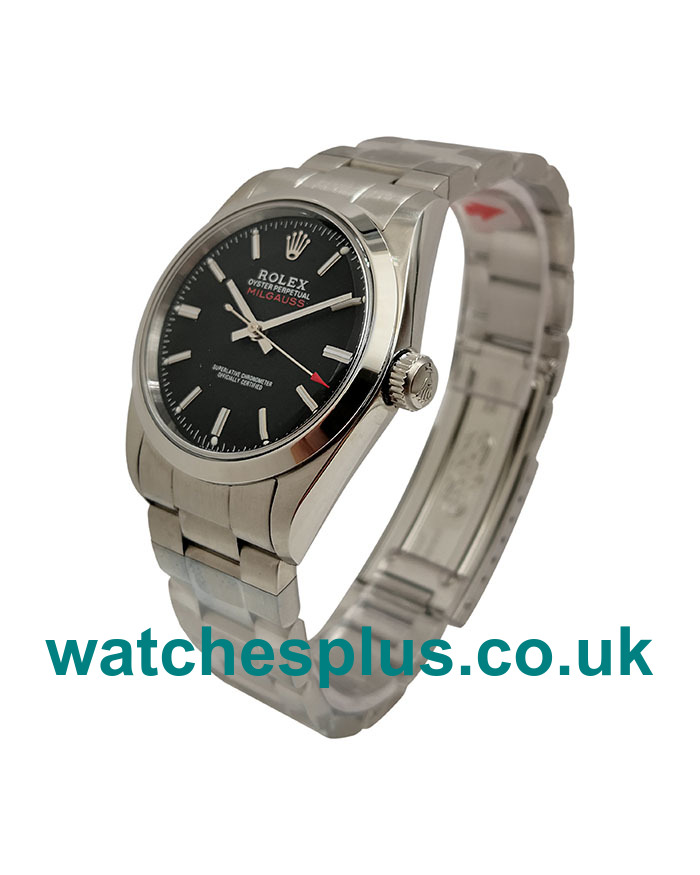 UK Swiss Cheap Fake Rolex Milgauss Ref.1019 With Black Dials And Steel Cases Online