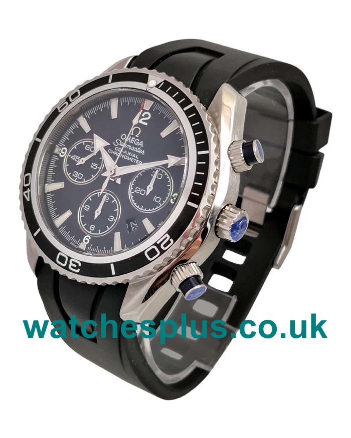 UK Swiss Made Fake Omega Seamaster Planet Ocean Chrono 2210.52.00 With Black Dials Steel Cases For Sale