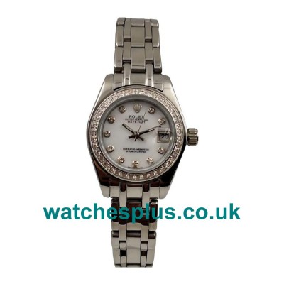 UK Top Quality Rolex Pearlmaster 80299 Fake Watches With White Dials For Ladies