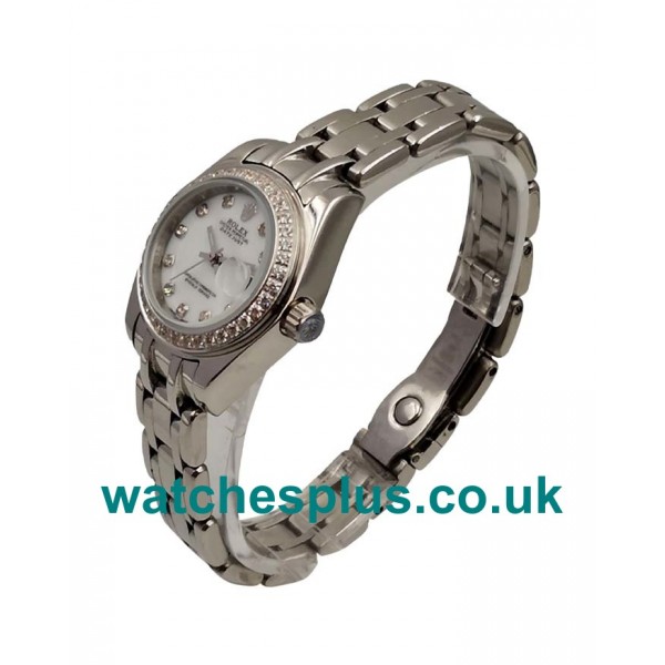 UK Top Quality Rolex Pearlmaster 80299 Fake Watches With White Dials For Ladies