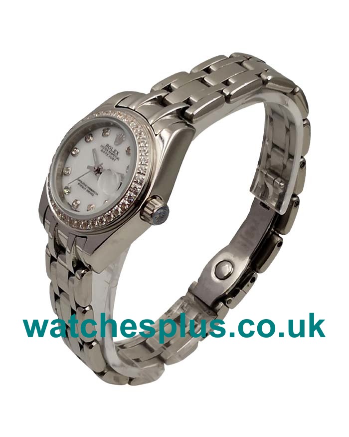 UK Top Quality Rolex Pearlmaster 80299 Fake Watches With White Dials For Ladies