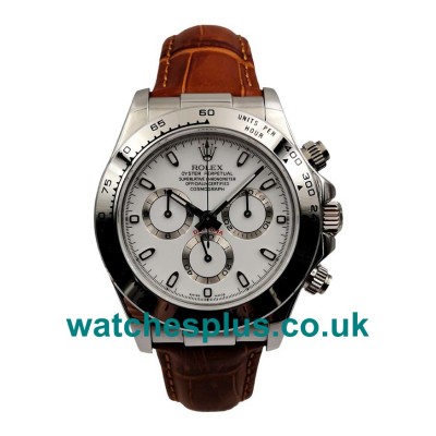 UK Best Qualtiy Rolex Daytona 116520 Replica Watches With White Dials For Men