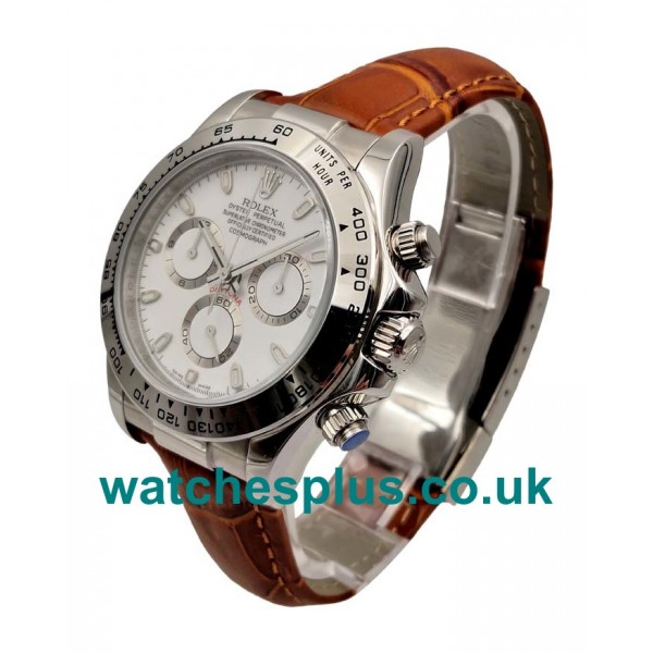 UK Best Qualtiy Rolex Daytona 116520 Replica Watches With White Dials For Men