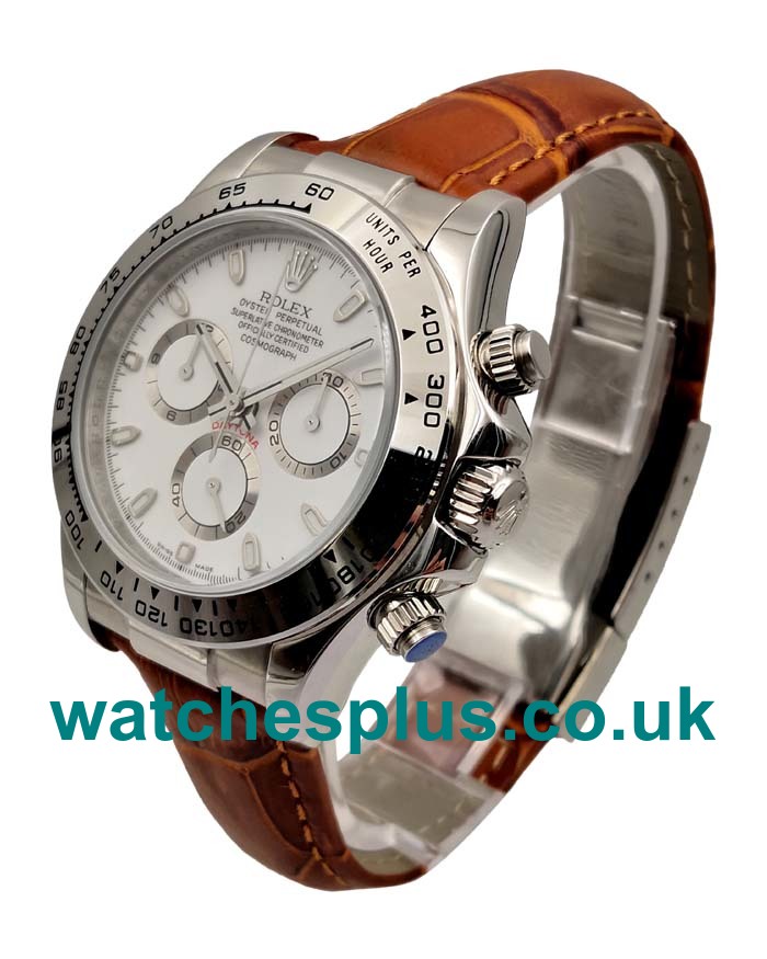 UK Best Qualtiy Rolex Daytona 116520 Replica Watches With White Dials For Men