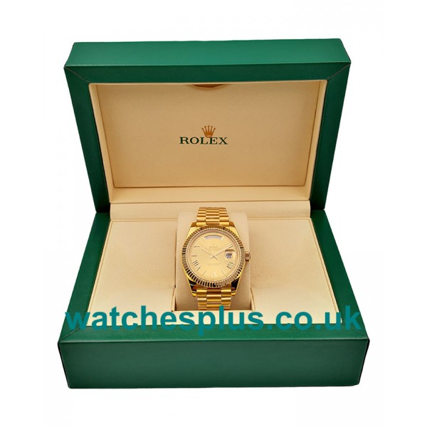 UK AAA Quality Replica Rolex Day-Date 228238 With Champagne Dials And Gold Cases For Sale