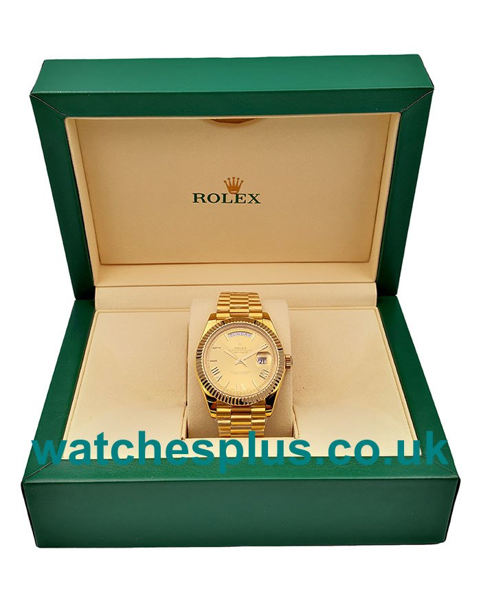 UK AAA Quality Replica Rolex Day-Date 228238 With Champagne Dials And Gold Cases For Sale