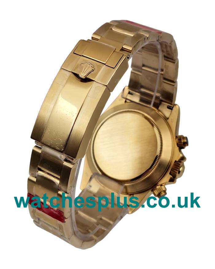 UK Swiss Made Fake Rolex Daytona 116528 With Black Dials Gold Cases Online