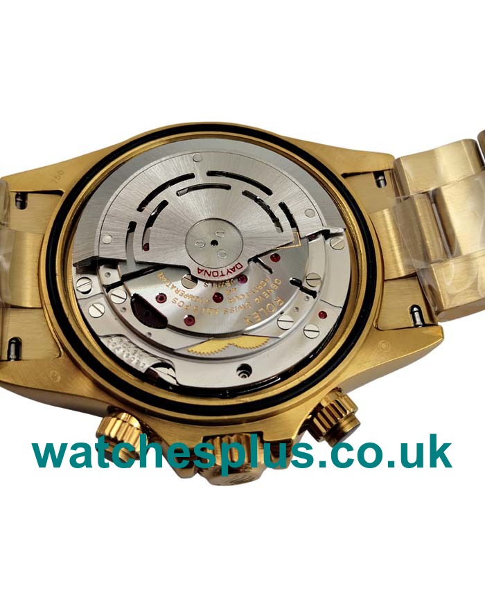 UK Swiss Made Fake Rolex Daytona 116528 With Black Dials Gold Cases Online