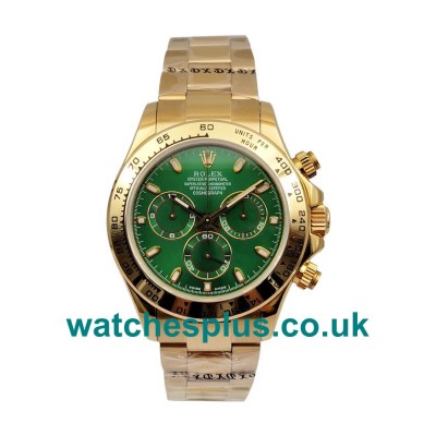 UK Swiss Made Replica Rolex Daytona 116508 With Green Dials And Gold Cases For Sale