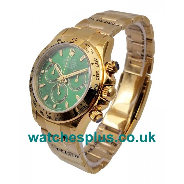 UK Swiss Made Replica Rolex Daytona 116508 With Green Dials And Gold Cases For Sale