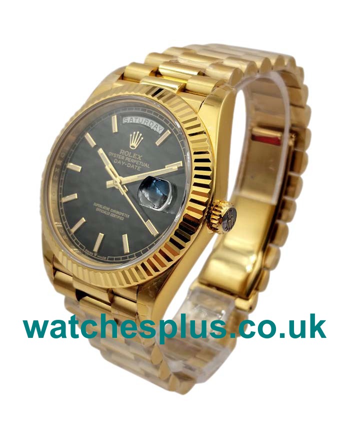 UK Best 1:1 Replica Rolex Day-Date 228238 With Black Dials And Gold Cases Online