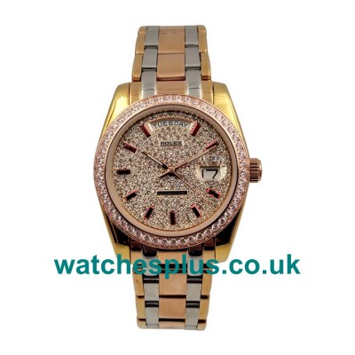 UK Top Quality Rolex Day-Date 118348 Fake Watches With Diamonds Dials For Sale